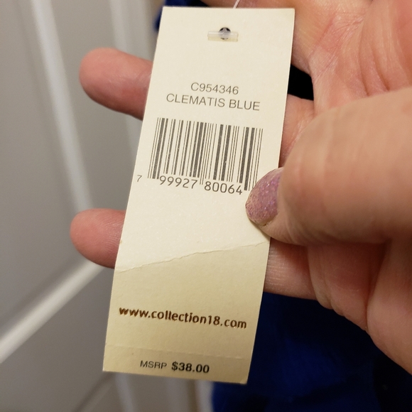 NWT Eighteen Collection clematis blue ruffled scarf - Picture 6 of 9